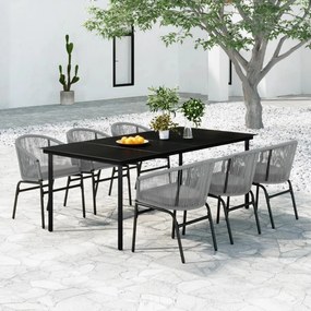 vidaXL 7 pcs conjunto de jantar para jardim cinzento