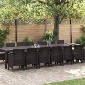 Conjunto de Jantar para o Jardim vidaXL com Almofadas Castanhas Rattan Sintético
