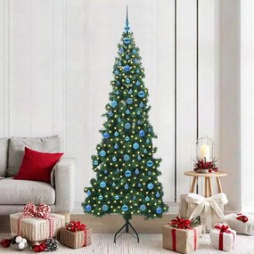 vidaXL Árvore de Natal artificial de canto Verde 210 cm PVC e Metal