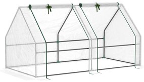 Outsunny Estufa de Jardim 180x90x90 cm Tipo Casa Tubo de Aço com 2 Acessos Estufa Pequena para Cultivo de Plantas Branco