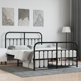 vidaXL Estrutura de cama com cabeceira e pés 150x200 cm metal preto