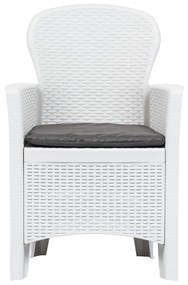 Cadeiras jardim c/ almofadão 2 pcs plástico branco aspeto vime