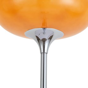Candeeiro de Pé Retro Cromado com Abajur de Vidro Laranja 150cm - Glaze