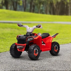Moto 4 elétrica para crianças de 18 a 36 meses, a bateria de 6 V com marcha à frente e atrás, 70 L x 41,5 L x 48,5 A cm, vermelho