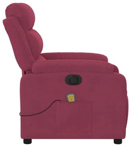 Poltrona de massagens reclinável elétrica veludo vermelho tinto