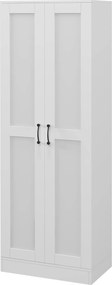 Armário arrumação 60 x 36,5 x 175 cm de 2 portas com 4 prateleiras, estilo contemporâneo, branco
