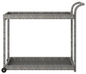 Carrinho de bar 100x45x83 cm vime PE cinzento