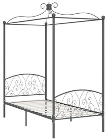Estrutura de cama com dossel 100x200 cm metal cinzento