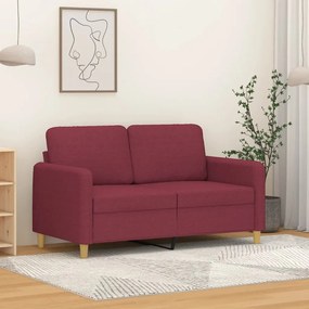 vidaXL Sofá de 2 lugares tecido 120 cm vermelho tinto