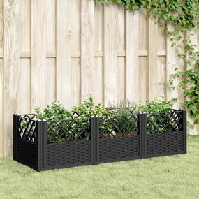 Vaso/floreira de jardim c/ estacas 123,5x43,5x43,5 cm PP preto