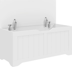 HOMCOM Banco-Baú com Tampa Elevável 100 cm Branco | Aosom Portugal