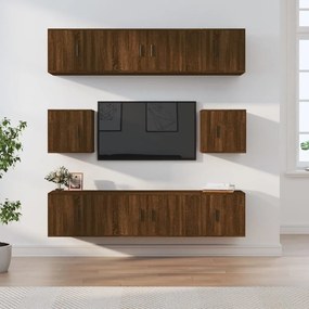 vidaXL Conjunto móveis de TV 8pcs madeira processada carvalho castanho