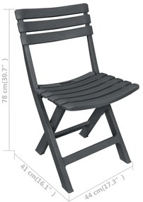 Conjunto bistrô dobrável 3 pcs plástico antracite