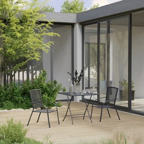 vidaXL 3 pcs conjunto de jantar para jardim aço antracite