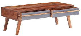 Mesa de centro 110x50x40 cm madeira sheesham maciça cinzento