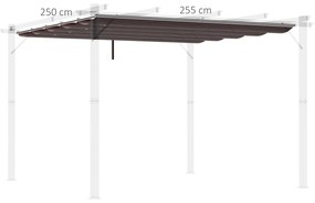 Cobertura para Pérgola 2,5x2,55cm Teto de Substituição Retrátil para Pérgola com 10 Orifícios de Drenagem Café