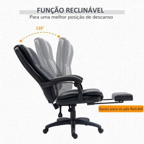 Cadeira de Escritório e Giratória Cadeira de Escritório com Altura Ajustável 6 Pontos de Massagem Controle Remoto e Apoio para os Pés Retrátil 68,5x68