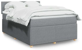 vidaXL Cama com molas/colchão 160x200 cm tecido cinzento-claro