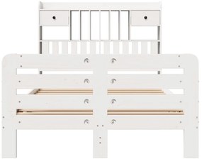 Cama com estante sem colchão 135x190 cm pinho maciço branco