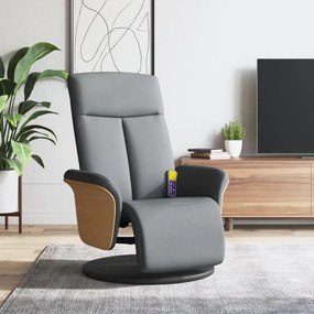 vidaXL Cadeira massagens reclinável c/ apoio de pés tecido cinza-claro