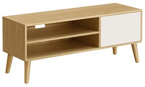 Armário para televisão com 120 x 40 x 49 cm em cor carvalho natural e branco creme