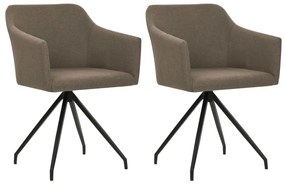 vidaXL Cadeiras de jantar giratórias 2 pcs tecido cinzento-acastanhado