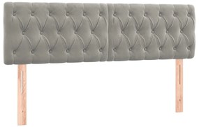 Cabeceira de cama c/luzes LED veludo 144x7x78/88 cm cinza-claro