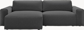 Sofá-cama de canto em chenille com arrumação Victor (3 lugares)