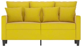 Sofá Cinha de 2 Lugares - Cor Amarelo - 138x77x80 cm - Em Veludo e Est