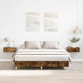 Estrutura de cama sem colchão 140x200 cm carvalho fumado