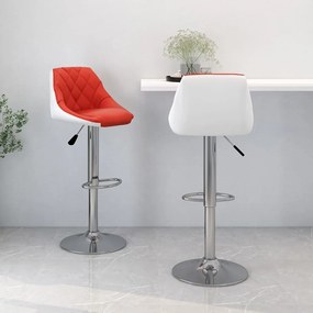 vidaXL Bancos de bar 2 pcs couro artificial vermelho e branco