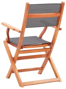 Cadeiras jardim dobráveis 2pcs eucalipto maciço/textilene cinza