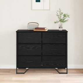 Baú de Gavetas Carvalho Preto 91x35.5x74.5 cm Madeira Engenheirada