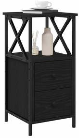 Mesa de Cabeceira vidaXL em Madeira de Carvalho Preta 34x35,5x70 cm em
