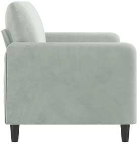 Sofá de 2 lugares 140 cm veludo cinza-claro