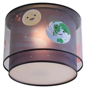 Candeeiro de teto infantil preto com nave espacial e estrelas - Harrie in Space