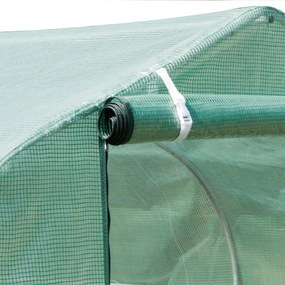 Outsunny Estufa de Túnel 3x2x3m Estufa de Jardim Exterior com Portas Enroláveis e 6 Janelas Polietileno e Metal Galvanizado para Cultivos Plantas Flores Verde