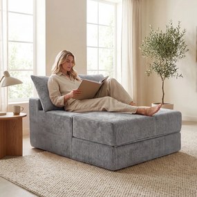 Sofá-Cama Dobrável, 118 x 93 x 48 cm, Capas Removíveis e Laváveis na Máquina, Cinzento