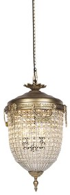 Candeeiro de suspensão Art Déco cristal 40cm dourado - Cesar Art Deco,Clássico / Antigo