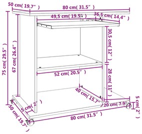 Mesa computador 80x50x75 cm derivados madeira sonoma cinza