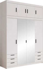 Roupeiro Novduni 120, Branco, 246x177x53cm, 199 kg, Portas para roupeiro: Com dobradiças