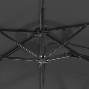 Guarda-sol jardim c/ cabeça dupla/luzes LED 316x240cm antracite