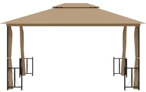 Gazebo c/ paredes laterais e telhado duplo 3x4 m cinza-acast.