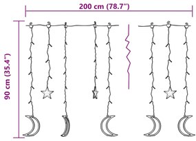 Estrelas e luas de luz c/ controlo remoto 138 LEDs colorido