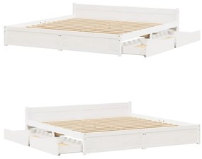 Cama sem colchão 180x200 cm madeira de pinho maciça branco