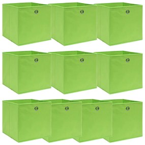 vidaXL Caixas de arrumação 10 pcs 32x32x32 cm tecido verde