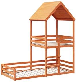 Beliche com telhado 90x190 cm pinho maciço castanho-mel