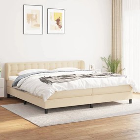 vidaXL Cama com molas/colchão 200x200 cm tecido cor creme