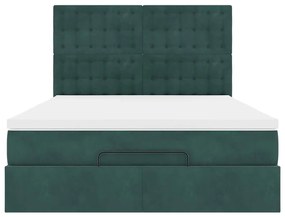 Estrutura cama otomana colchões 140x200 cm veludo verde escuro