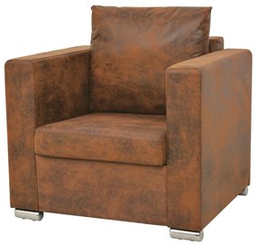 vidaXL Poltrona marrom 82x73x82 cm camurça sintética